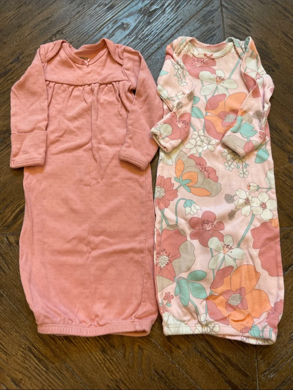 Carter's Pink Solid and Floral Sleep Sacks - Long Sleeve Gowns
